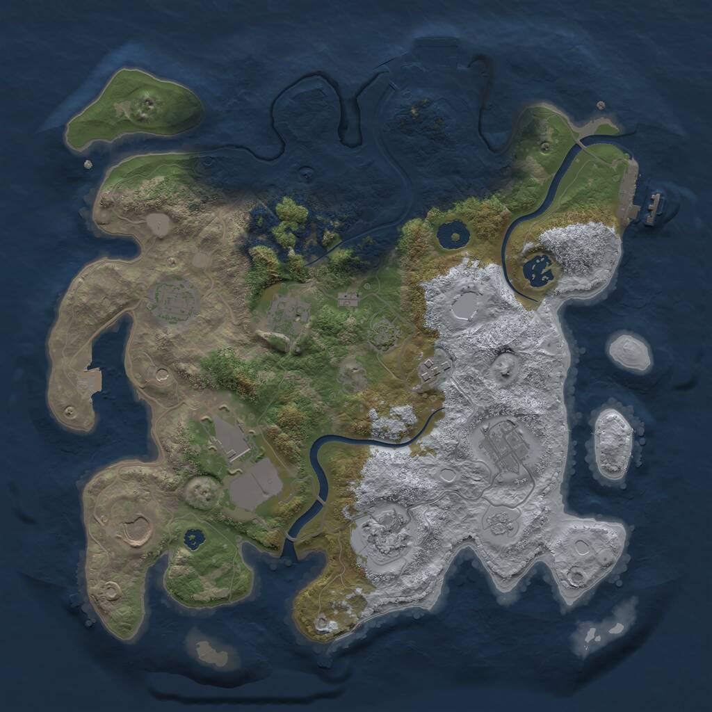 Rust Map: Procedural Map, Size: 3500, Seed: 334546882, 14 Monuments