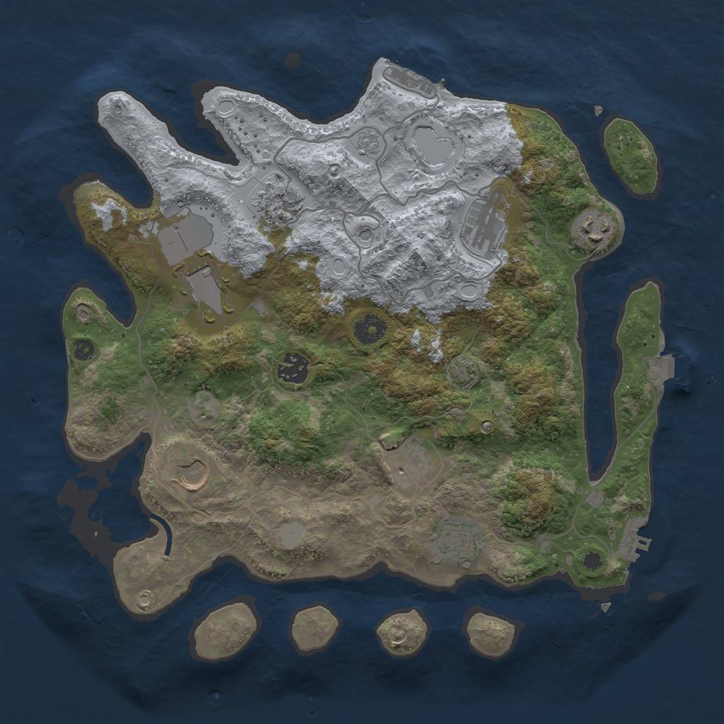 Rust Map: Procedural Map, Size: 3500, Seed: 59990, 16 Monuments