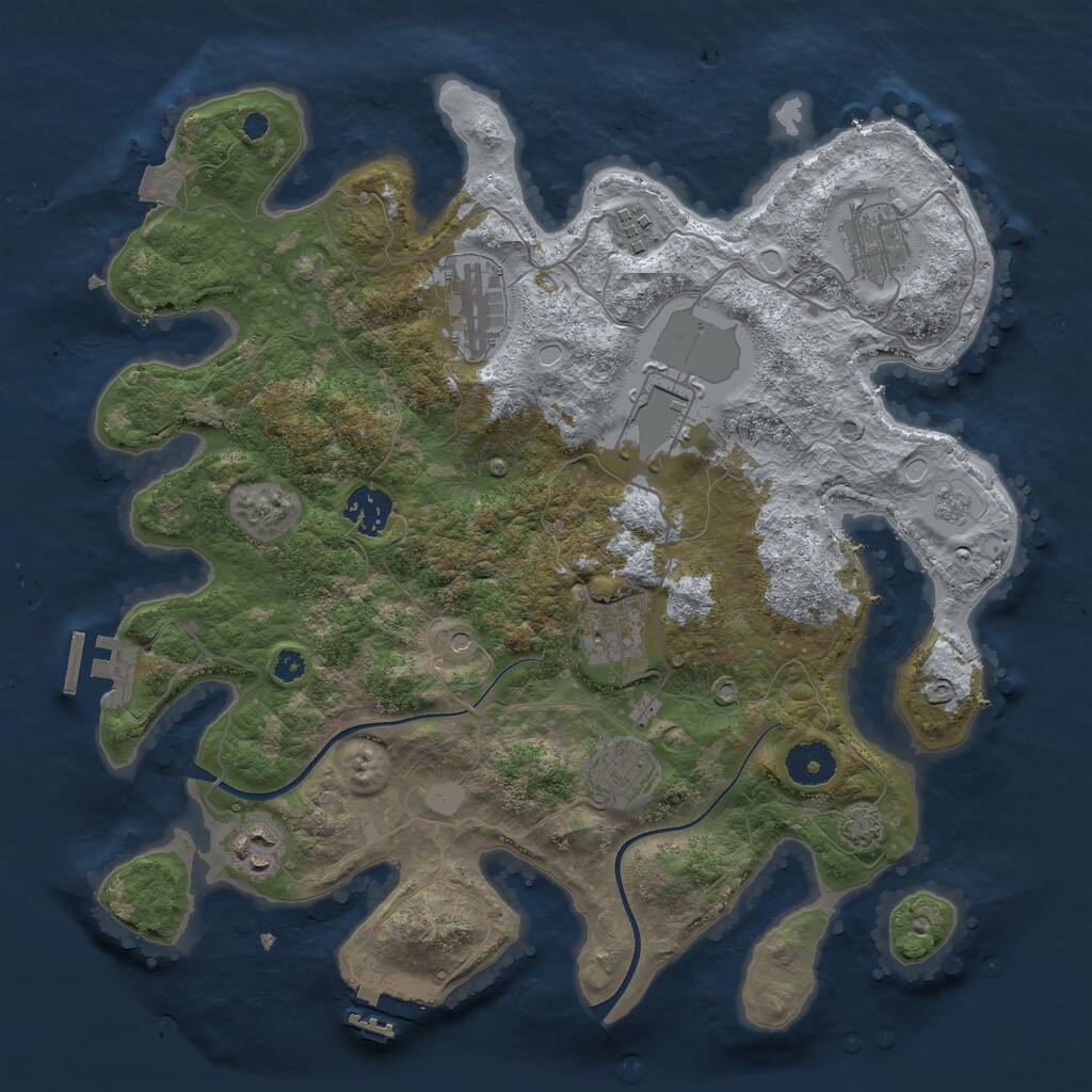 Rust Map: Procedural Map, Size: 3500, Seed: 5001, 14 Monuments