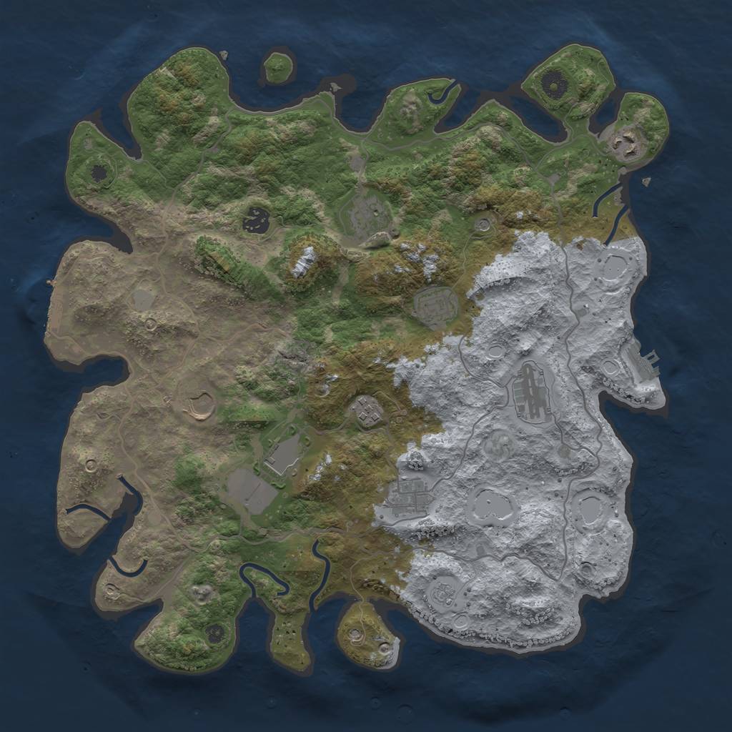 Rust Map: Procedural Map, Size: 4000, Seed: 231412, 16 Monuments
