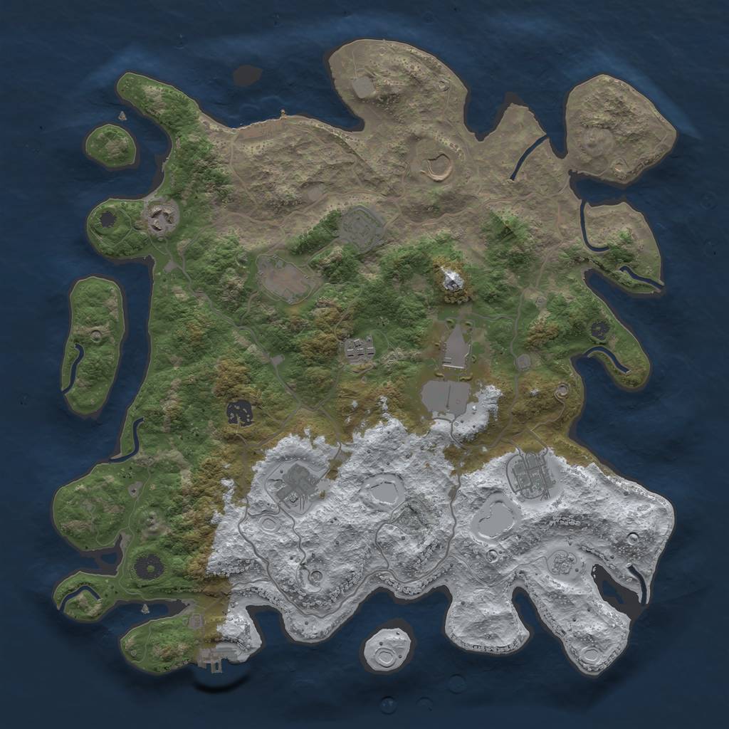 Rust Map: Procedural Map, Size: 4000, Seed: 55824, 18 Monuments