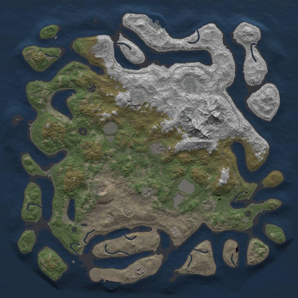 Rust Map: Procedural Map, Size: 5000, Seed: 414756726, 19 Monuments
