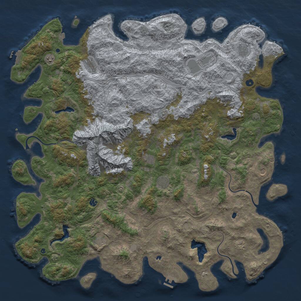 Rust Map: Procedural Map, Size: 6000, Seed: 1190071844, 17 Monuments
