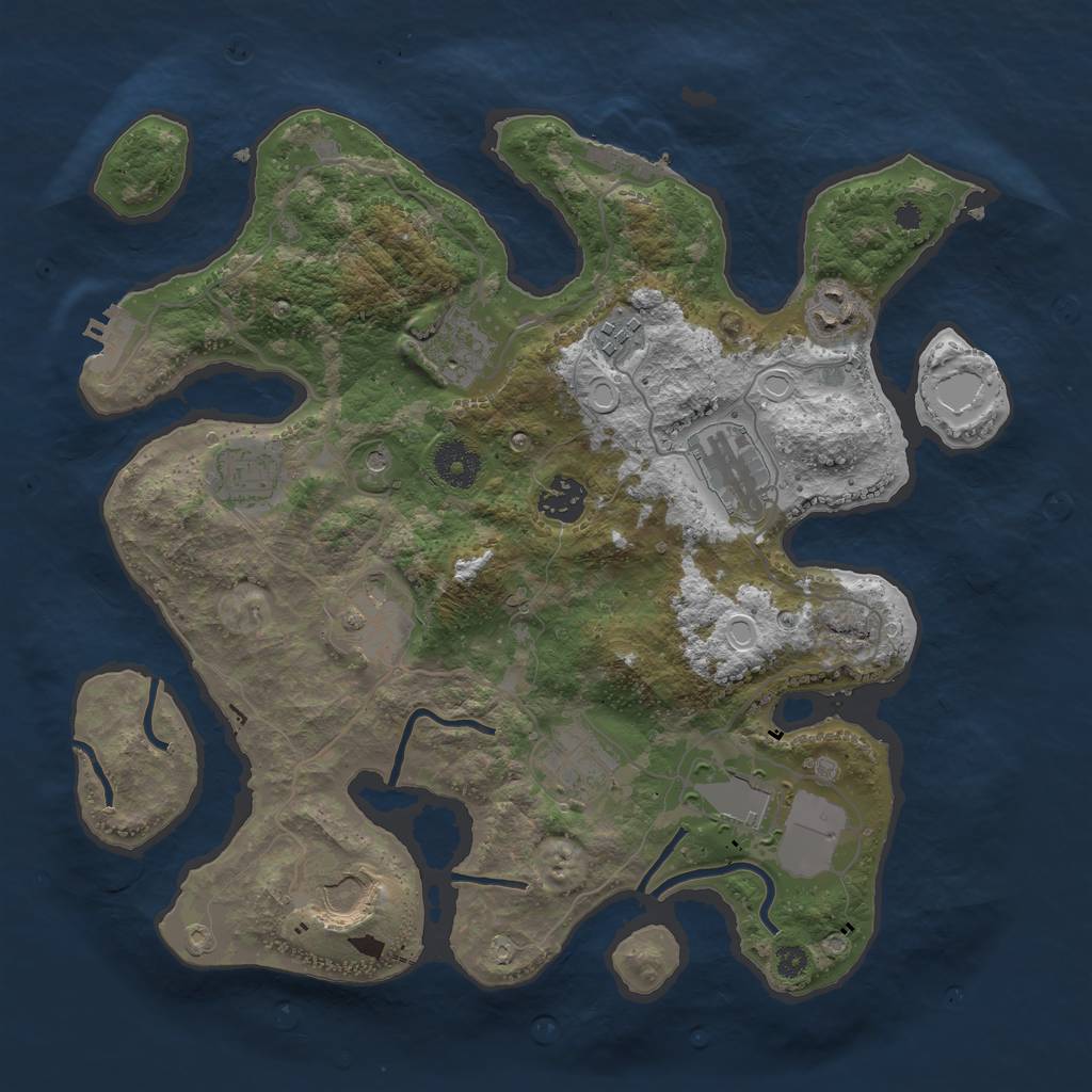 Rust Map: Procedural Map, Size: 3500, Seed: 574961, 18 Monuments