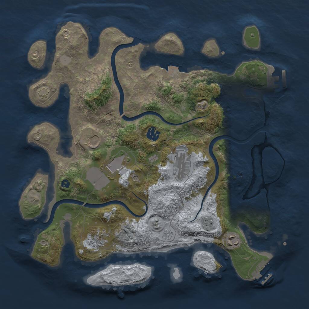 Rust Map: Procedural Map, Size: 3500, Seed: 2469, 13 Monuments