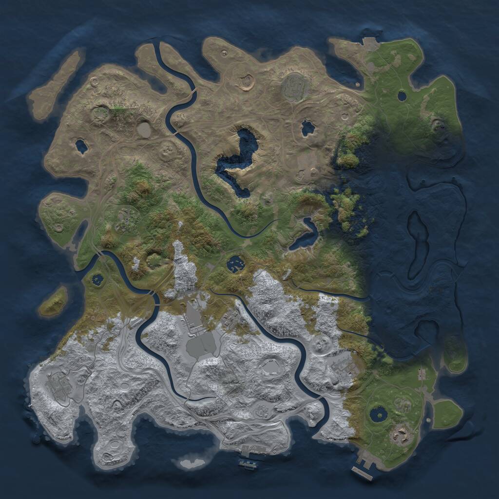 Rust Map: Procedural Map, Size: 4500, Seed: 84784024, 16 Monuments