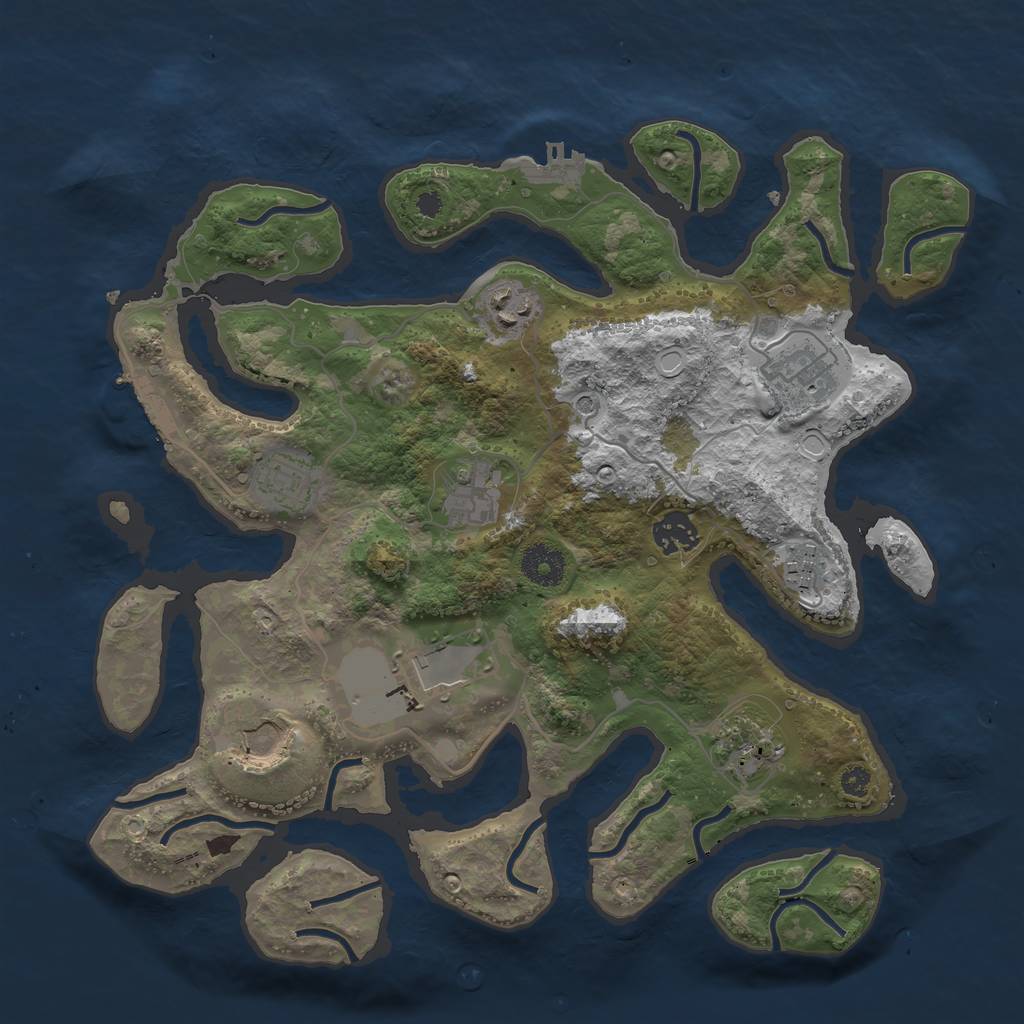 Rust Map: Procedural Map, Size: 3500, Seed: 98579530, 20 Monuments