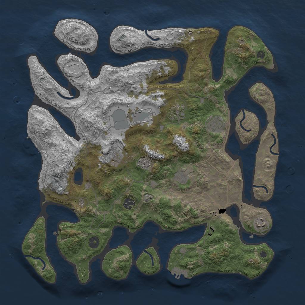 Rust Map: Procedural Map, Size: 4000, Seed: 21474, 19 Monuments