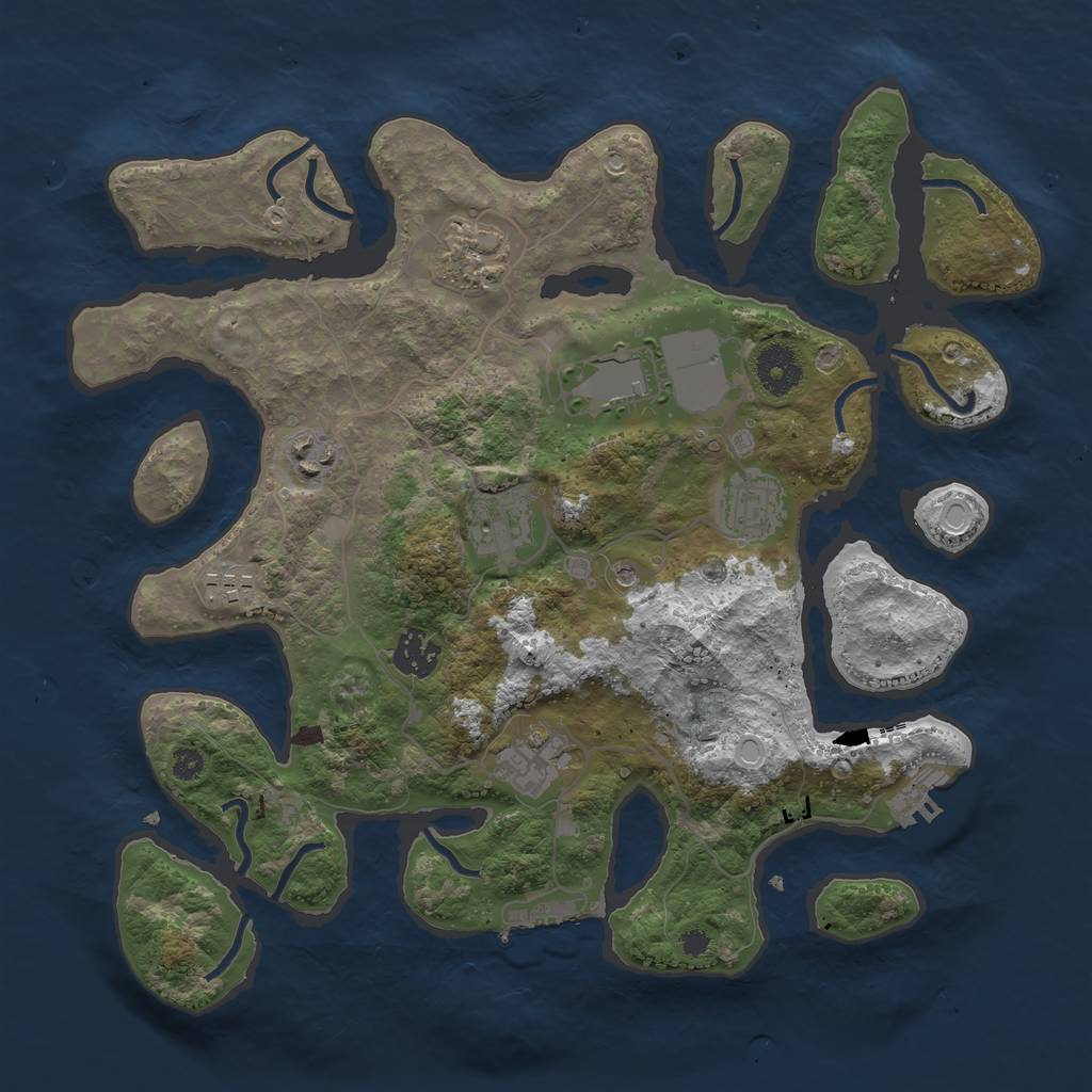 Rust Map: Procedural Map, Size: 3500, Seed: 57404621, 19 Monuments