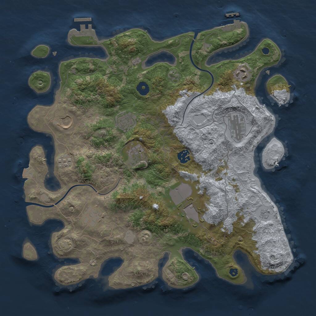Rust Map: Procedural Map, Size: 3700, Seed: 1235, 15 Monuments