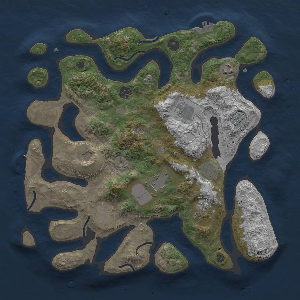 Rust Map: Procedural Map, Size: 3700, Seed: 1235, 17 Monuments