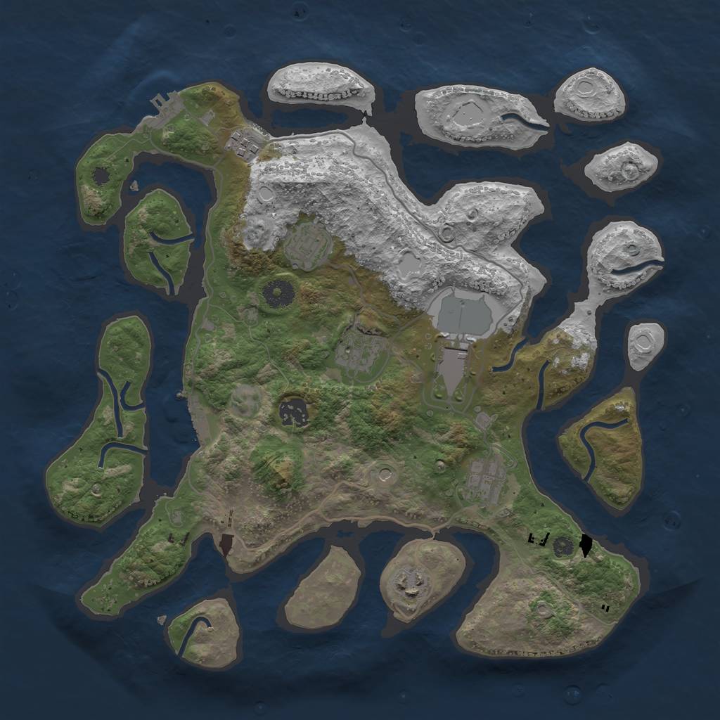 Rust Map: Procedural Map, Size: 3600, Seed: 695167426, 15 Monuments