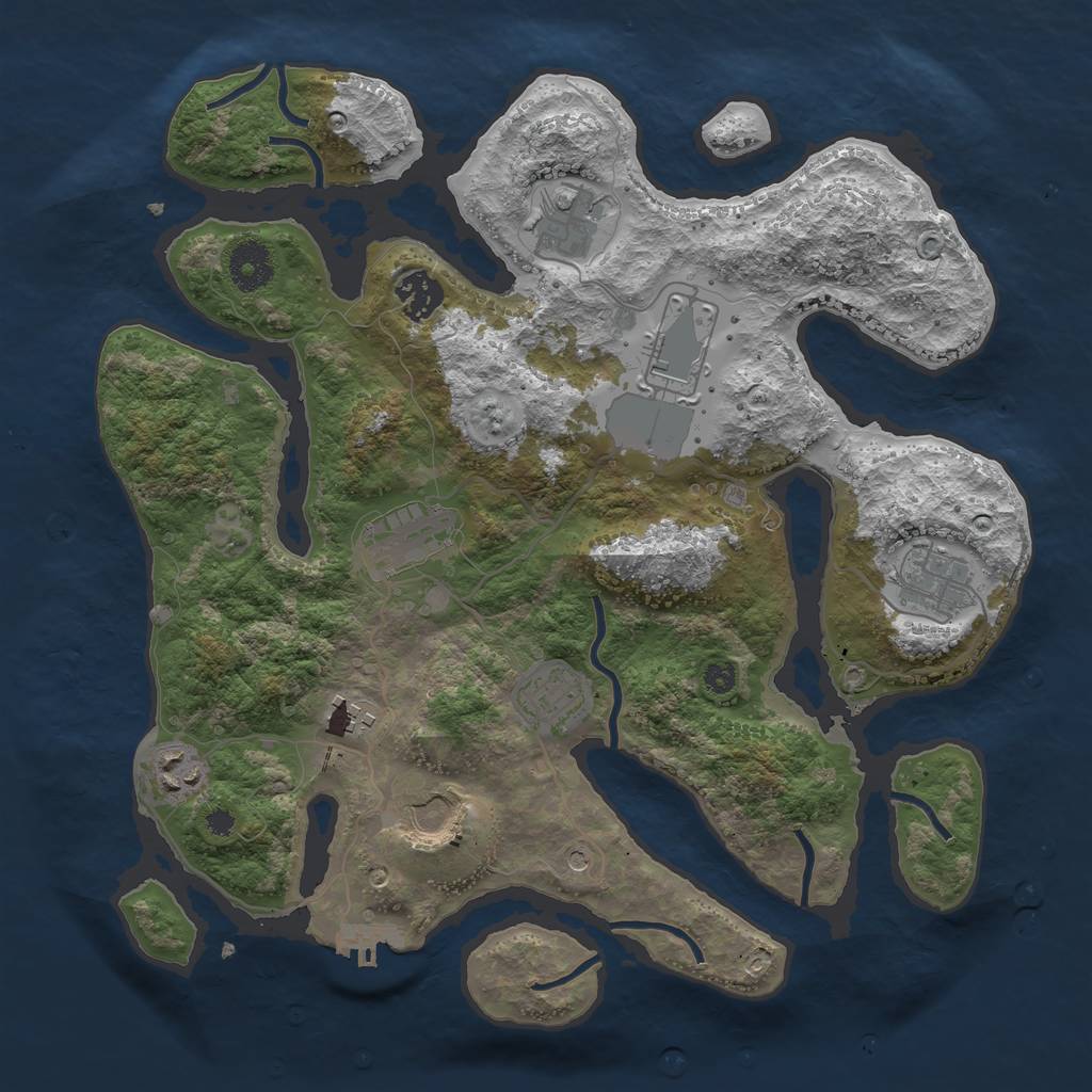 Rust Map: Procedural Map, Size: 3500, Seed: 3333, 13 Monuments