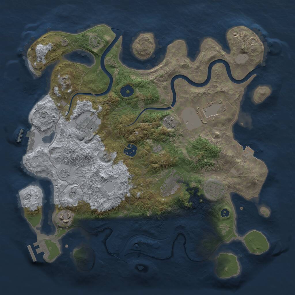 Rust Map: Procedural Map, Size: 3500, Seed: 40314055, 13 Monuments