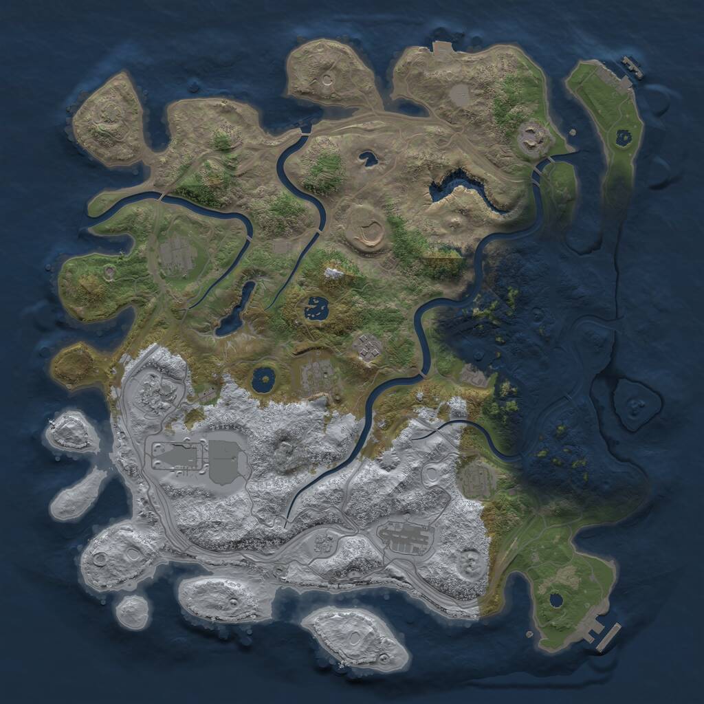 Rust Map: Procedural Map, Size: 4250, Seed: 3000, 17 Monuments