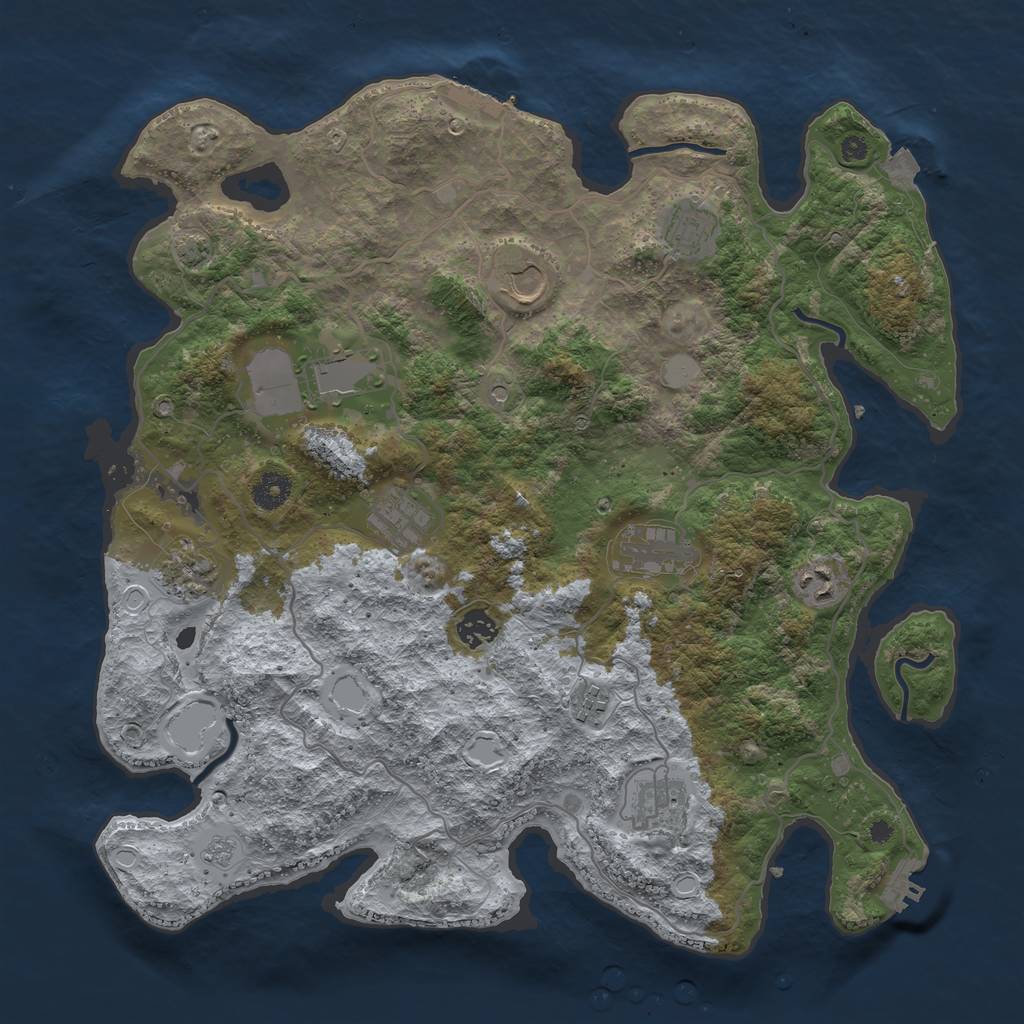 Rust Map: Procedural Map, Size: 4000, Seed: 7107, 18 Monuments