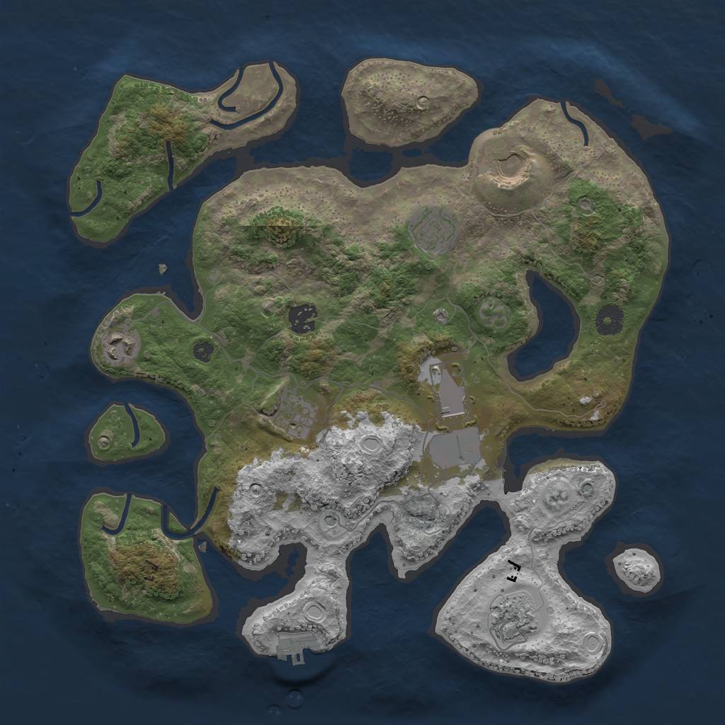 Rust Map: Procedural Map, Size: 3650, Seed: 975665, 14 Monuments