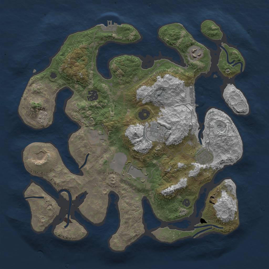 Rust Map: Procedural Map, Size: 3600, Seed: 333333, 16 Monuments