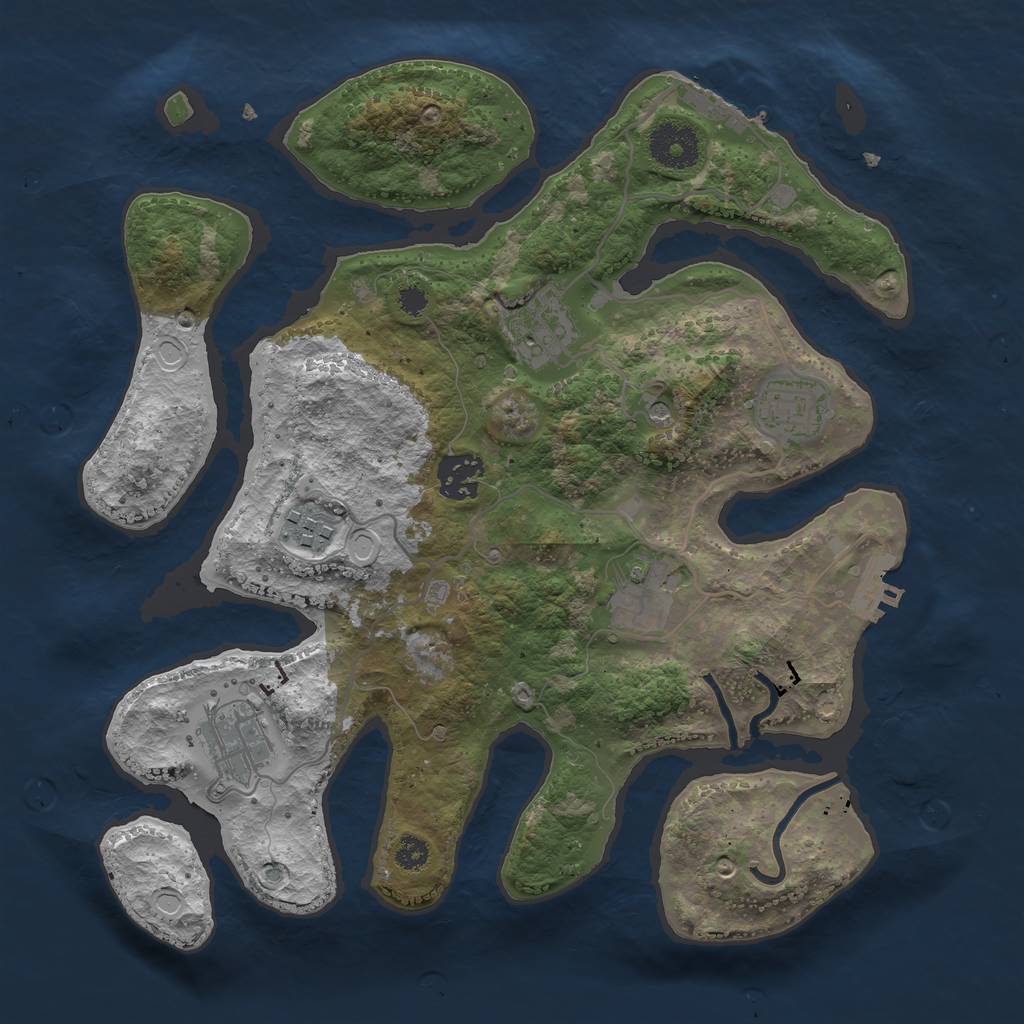 Rust Map: Procedural Map, Size: 3200, Seed: 2468, 14 Monuments