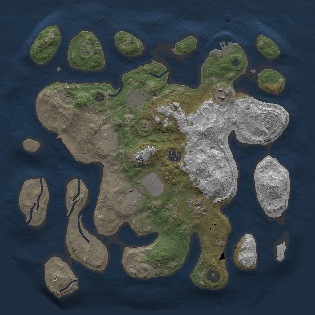 Rust Map: Procedural Map, Size: 3500, Seed: 401360, 15 Monuments