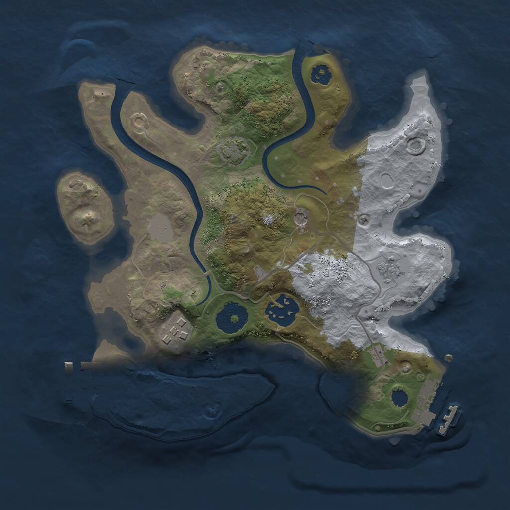 Rust Map: Procedural Map, Size: 2500, Seed: 1840329472, 8 Monuments