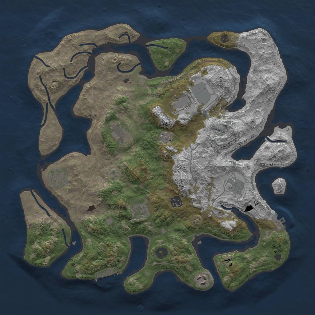 Rust Map: Procedural Map, Size: 4000, Seed: 5124, 19 Monuments