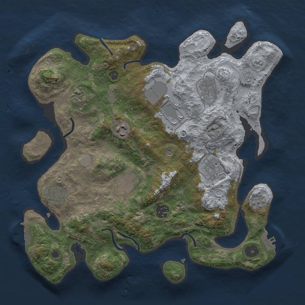 Rust Map: Procedural Map, Size: 3500, Seed: 67601, 16 Monuments