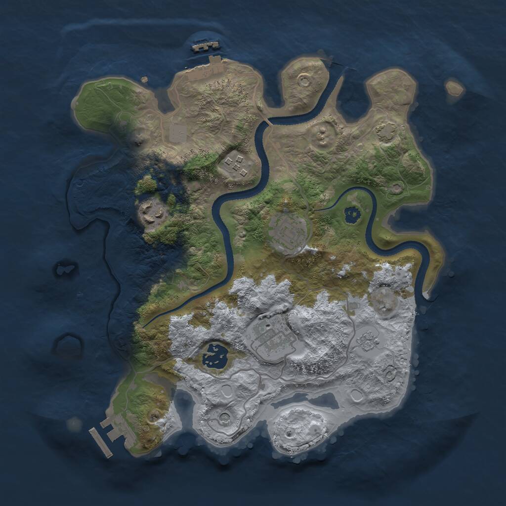 Rust Map: Procedural Map, Size: 3000, Seed: 884451317, 11 Monuments