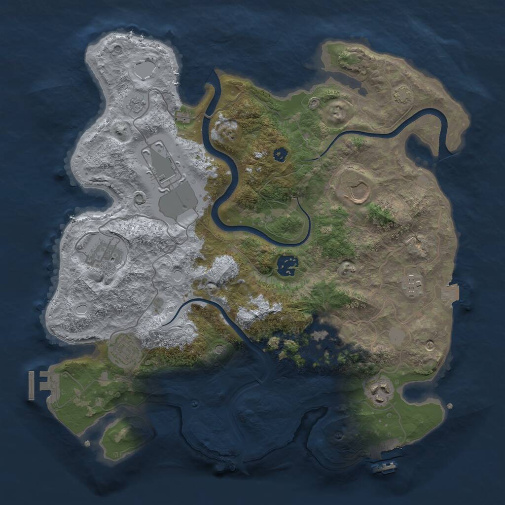Rust Map: Procedural Map, Size: 3500, Seed: 630187523, 14 Monuments
