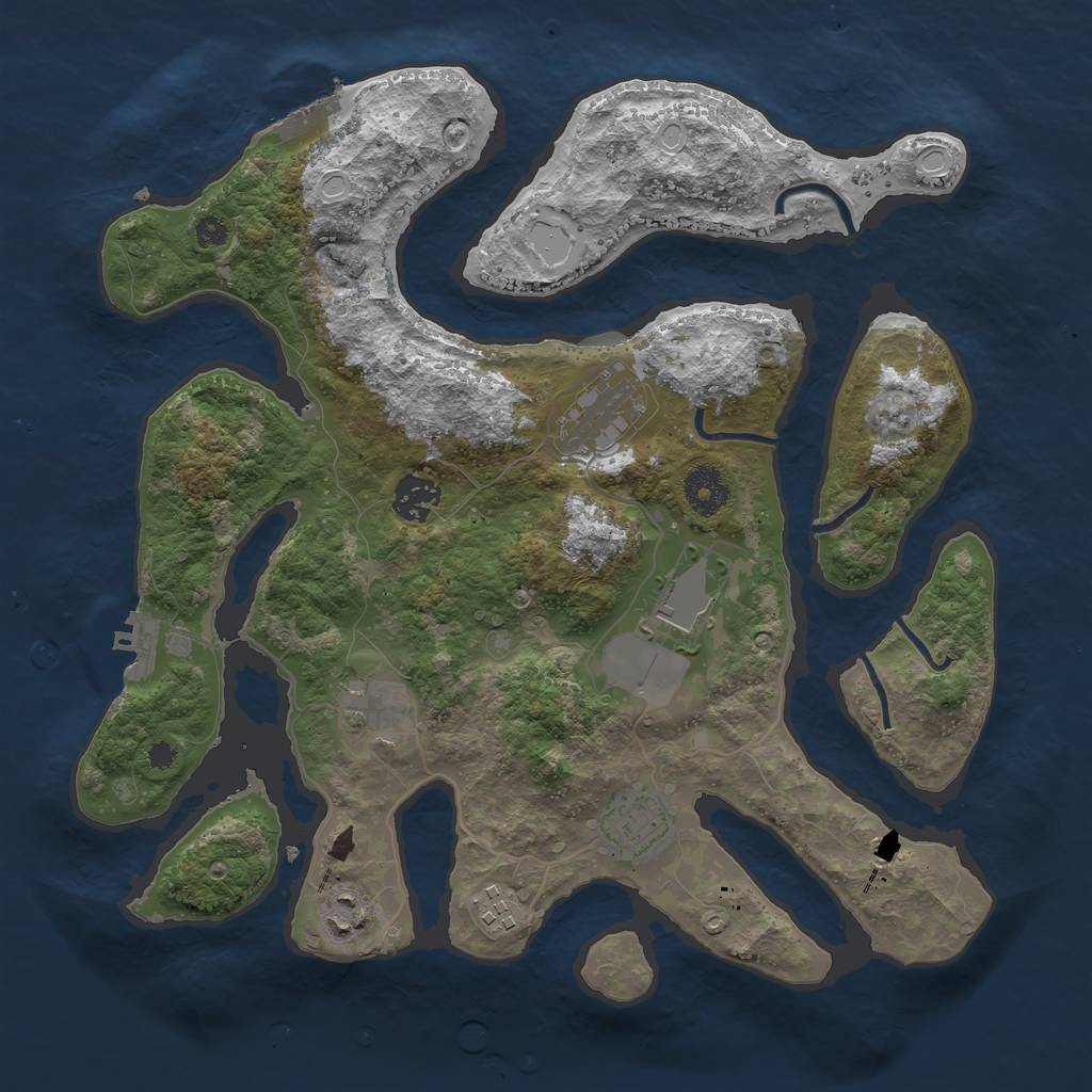 Rust Map: Procedural Map, Size: 3500, Seed: 1177092169, 14 Monuments