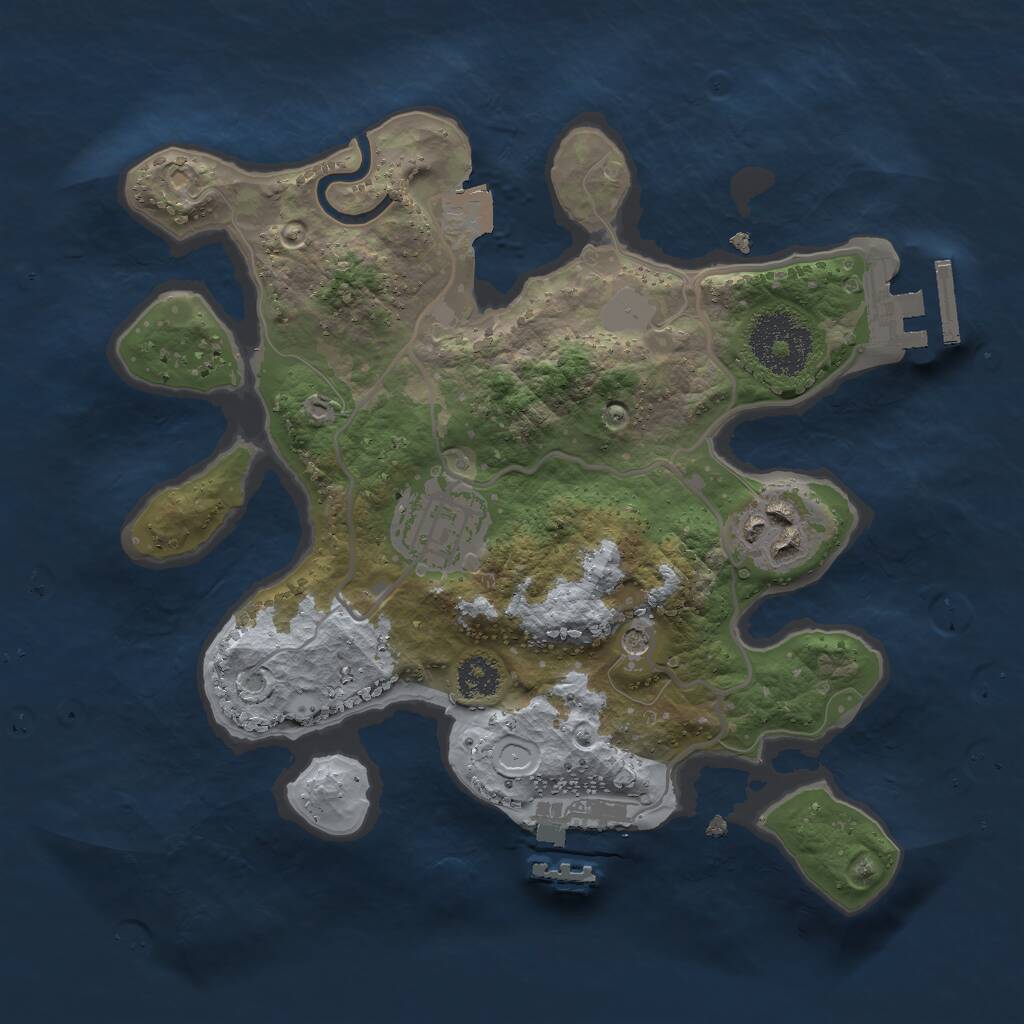 Rust Map: Procedural Map, Size: 2469, Seed: 3000, 6 Monuments