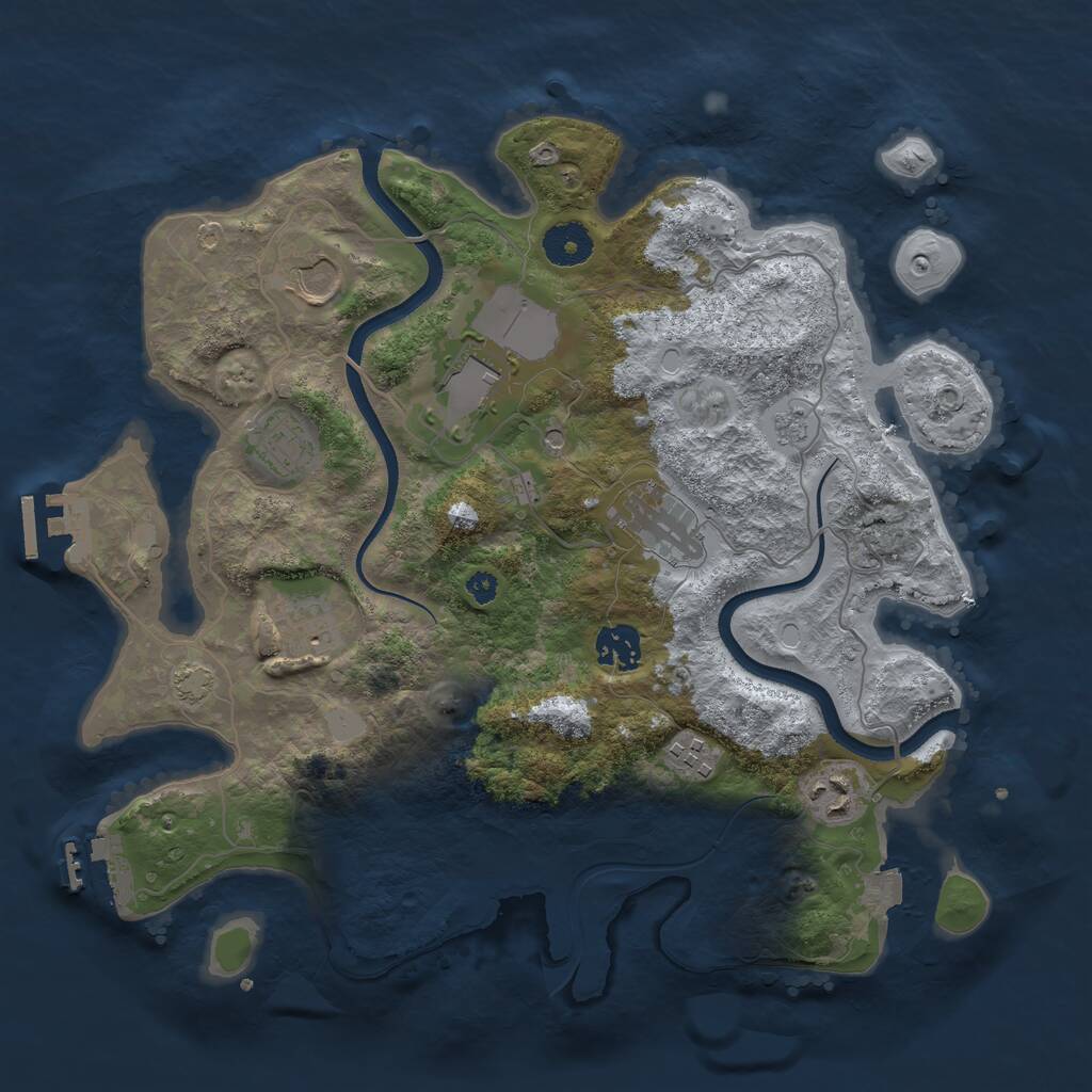 Rust Map: Procedural Map, Size: 3500, Seed: 1443173228, 14 Monuments