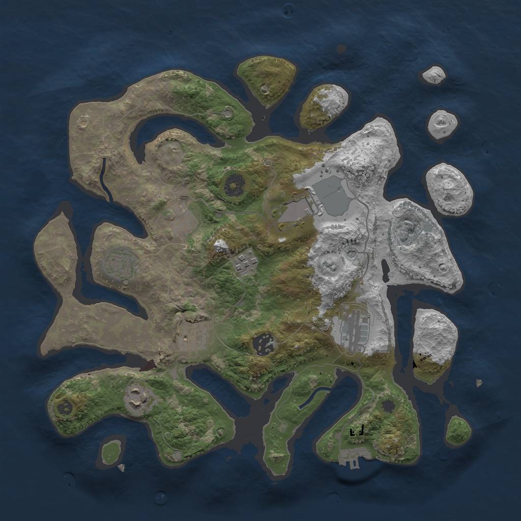 Rust Map: Procedural Map, Size: 3500, Seed: 1443173228, 12 Monuments