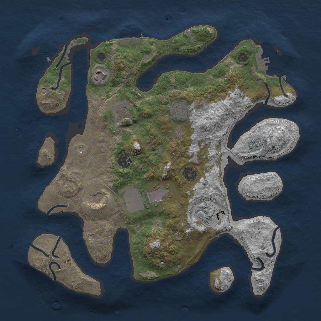 Rust Map: Procedural Map, Size: 3500, Seed: 4358, 13 Monuments