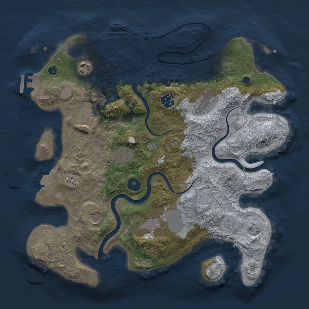 Rust Map: Procedural Map, Size: 3500, Seed: 4358, 14 Monuments