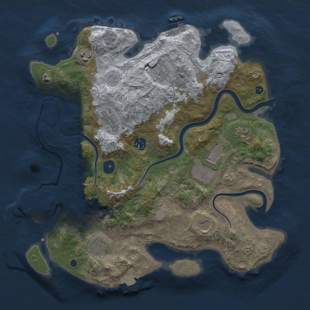 Rust Map: Procedural Map, Size: 3700, Seed: 5, 15 Monuments