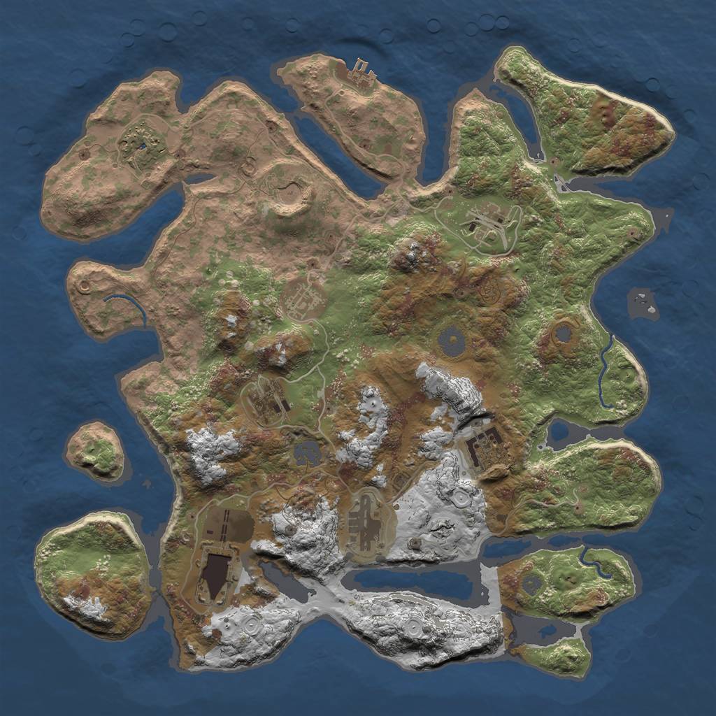 Rust Map: Procedural Map, Size: 3800, Seed: 53453533, 14 Monuments