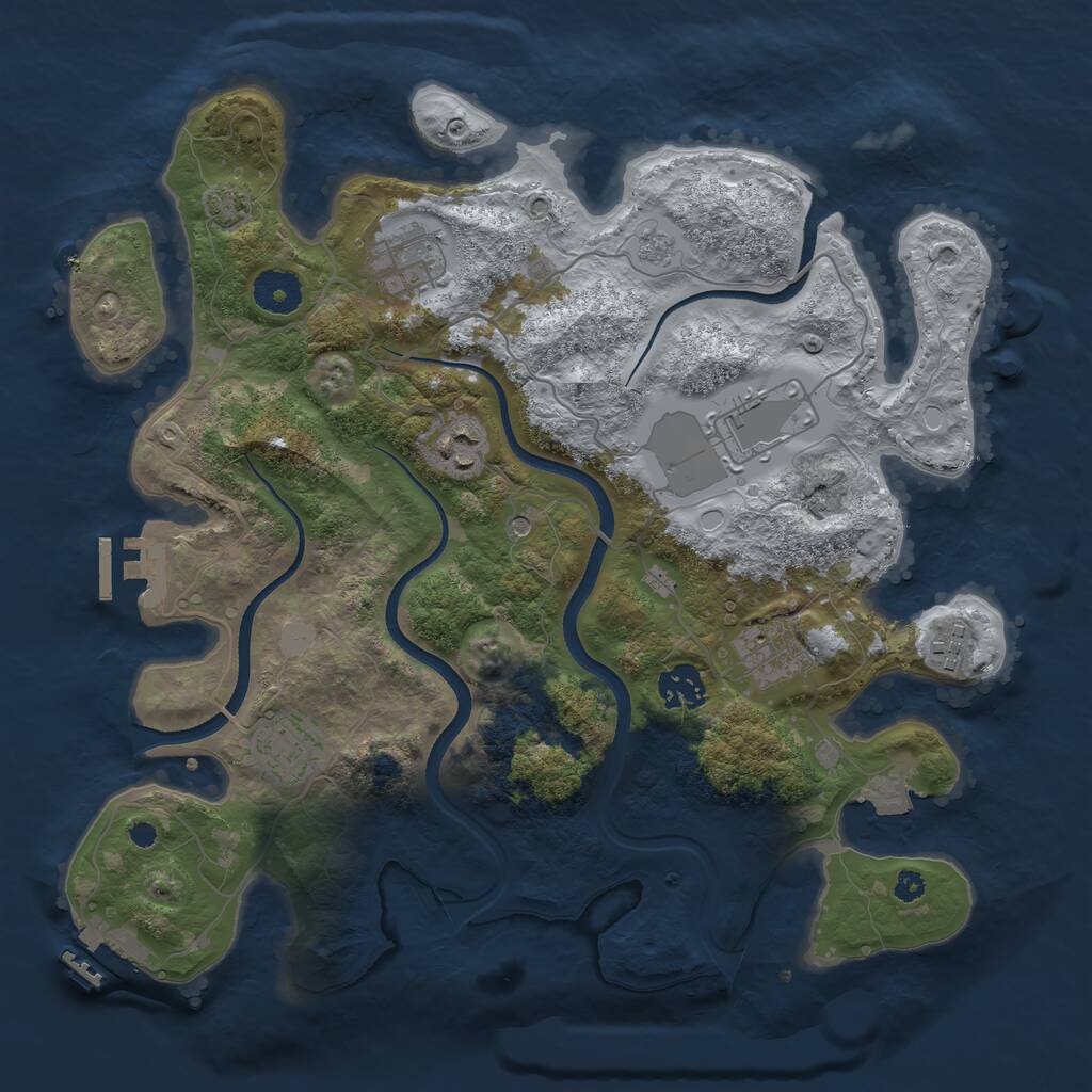Rust Map: Procedural Map, Size: 3500, Seed: 2061069265, 13 Monuments
