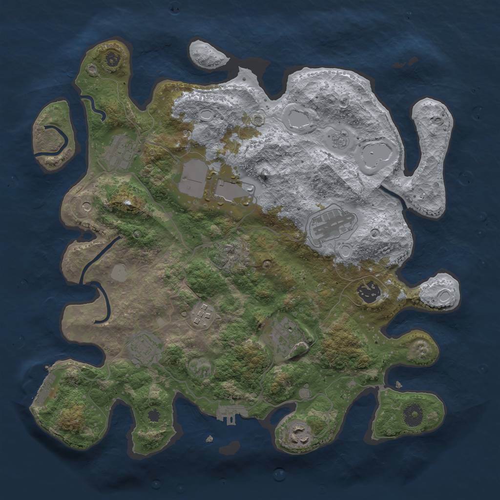 Rust Map: Procedural Map, Size: 3500, Seed: 2061069265, 15 Monuments