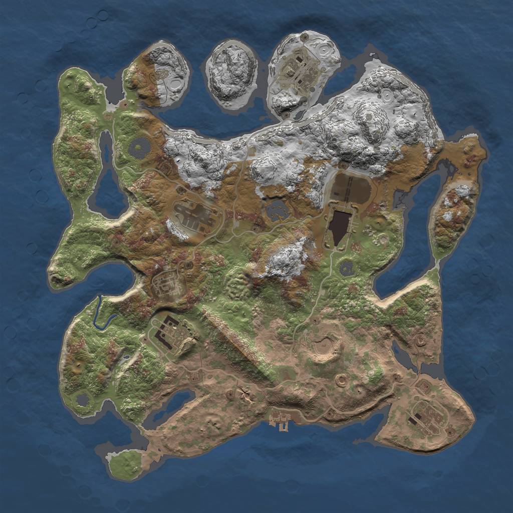 Rust Map: Procedural Map, Size: 3500, Seed: 2637, 13 Monuments