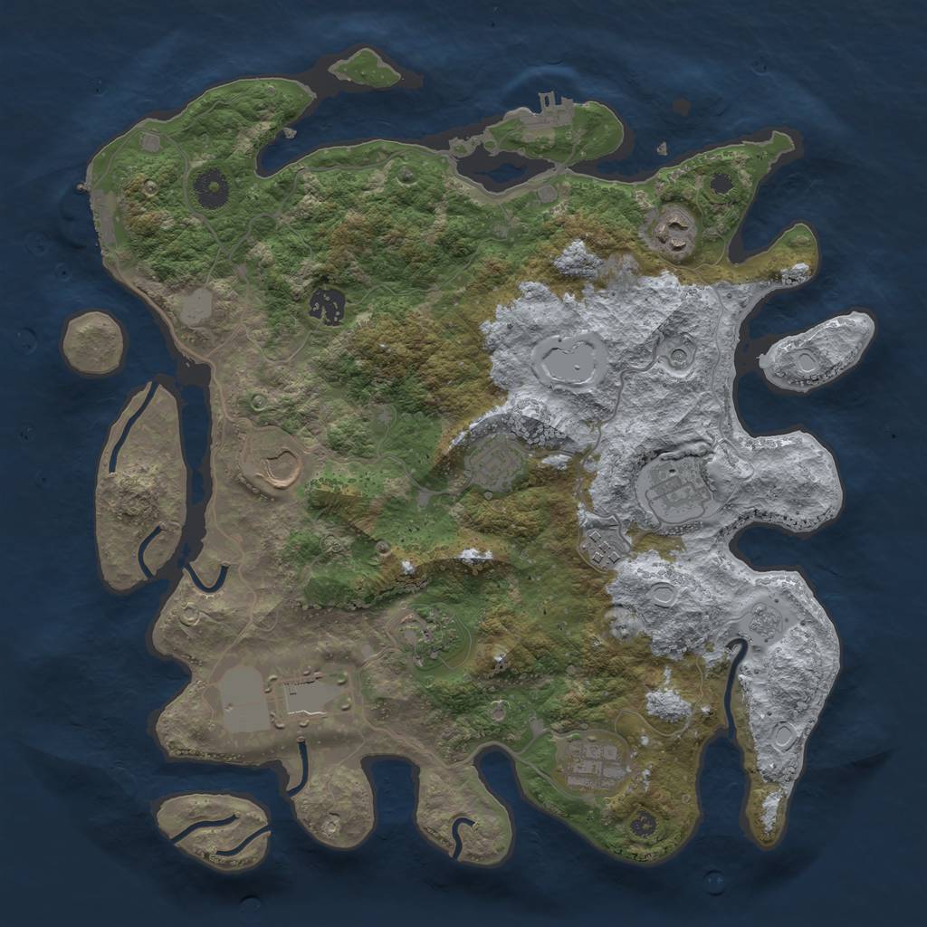 Rust Map: Procedural Map, Size: 3700, Seed: 1315287116, 16 Monuments