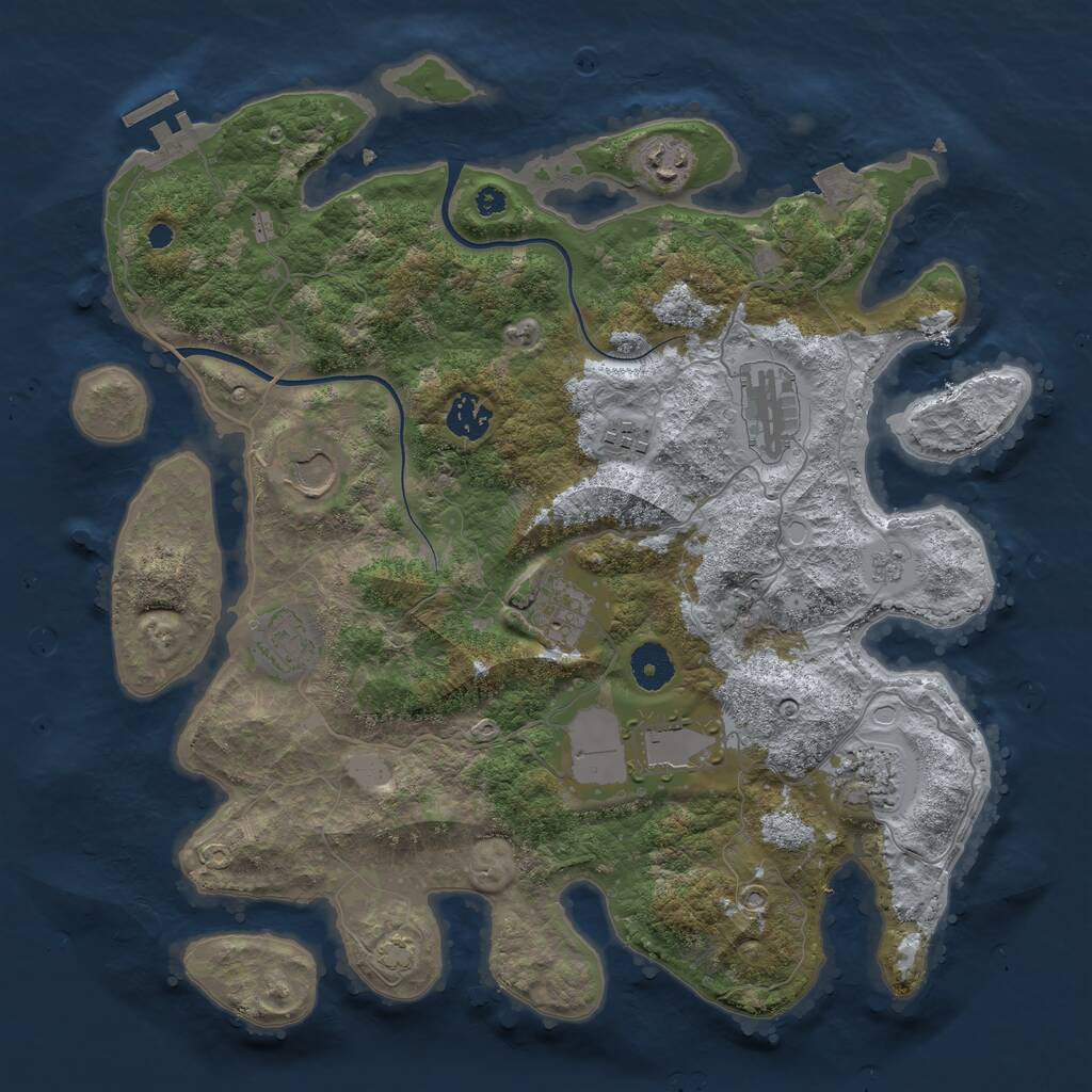 Rust Map: Procedural Map, Size: 3700, Seed: 1315287116, 13 Monuments