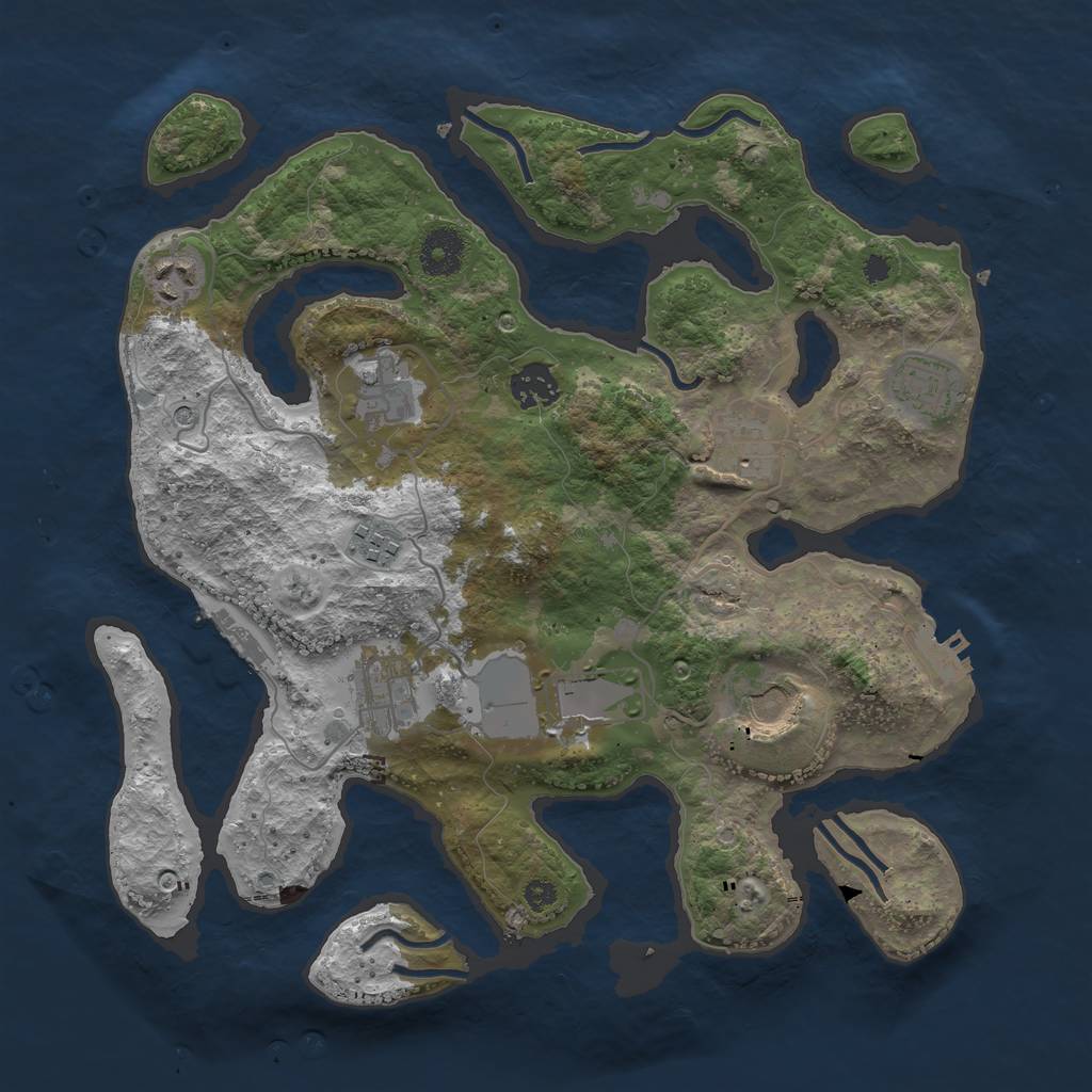 Rust Map: Procedural Map, Size: 3500, Seed: 187472405, 14 Monuments