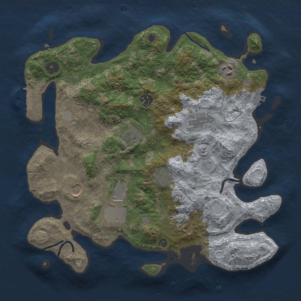 Rust Map: Procedural Map, Size: 3500, Seed: 65414, 15 Monuments