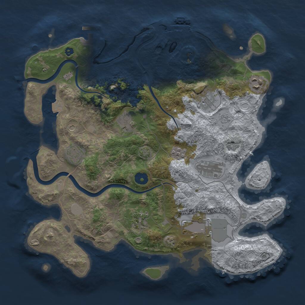 Rust Map: Procedural Map, Size: 3500, Seed: 65414, 14 Monuments