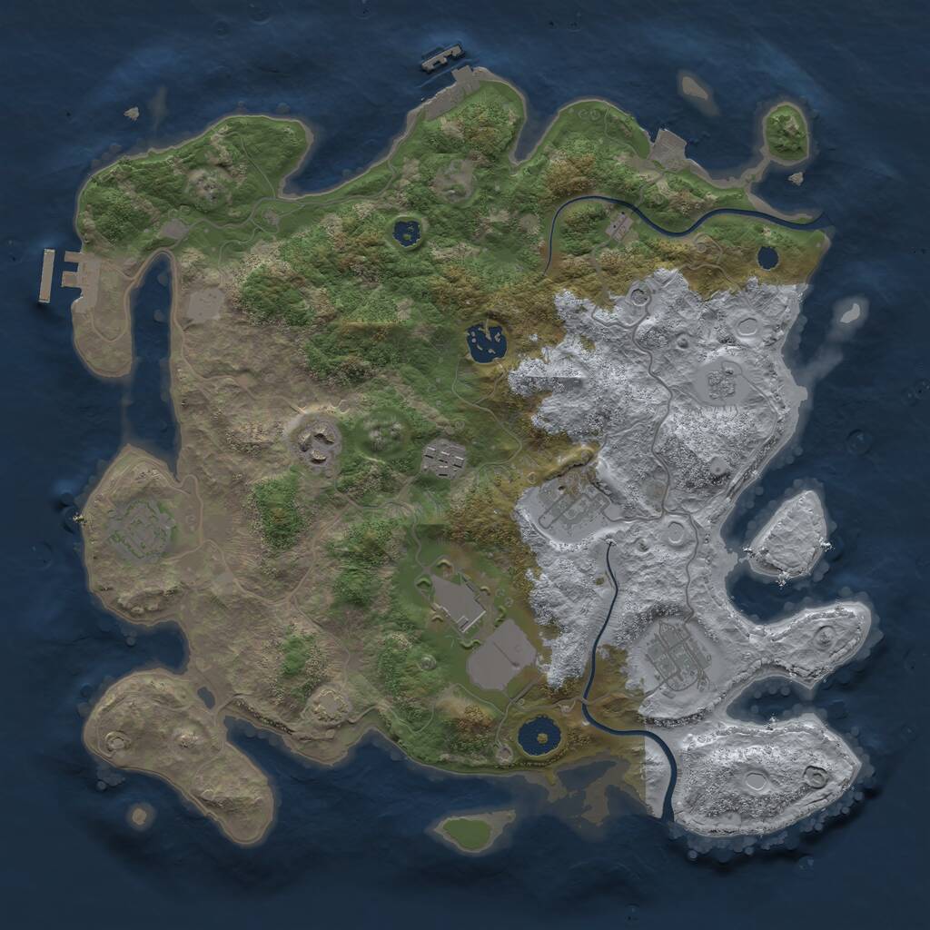 Rust Map: Procedural Map, Size: 3500, Seed: 65414, 13 Monuments