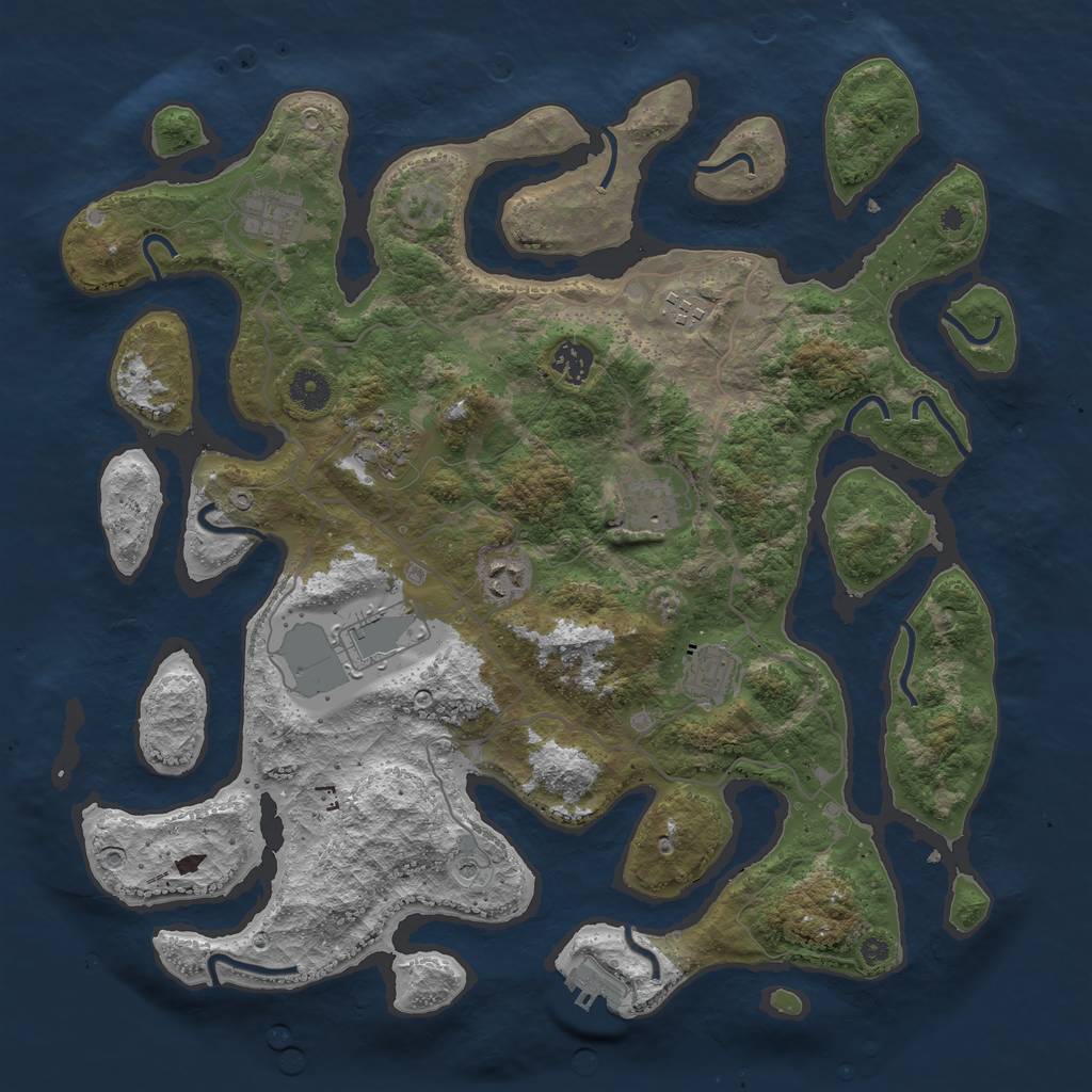 Rust Map: Procedural Map, Size: 4000, Seed: 31518, 12 Monuments