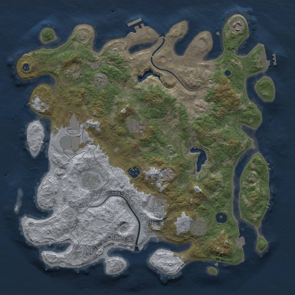 Rust Map: Procedural Map, Size: 4000, Seed: 31518, 15 Monuments