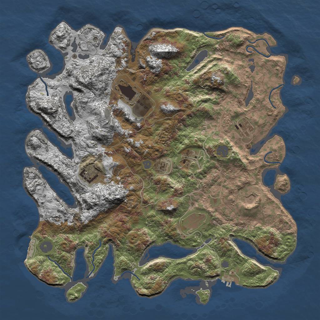 Rust Map: Procedural Map, Size: 4000, Seed: 630187523, 14 Monuments