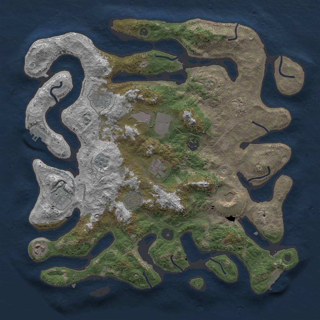 Rust Map: Procedural Map, Size: 3950, Seed: 90684461, 15 Monuments